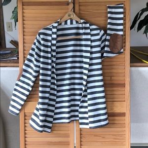 Striped cardigan w/ patch elbows